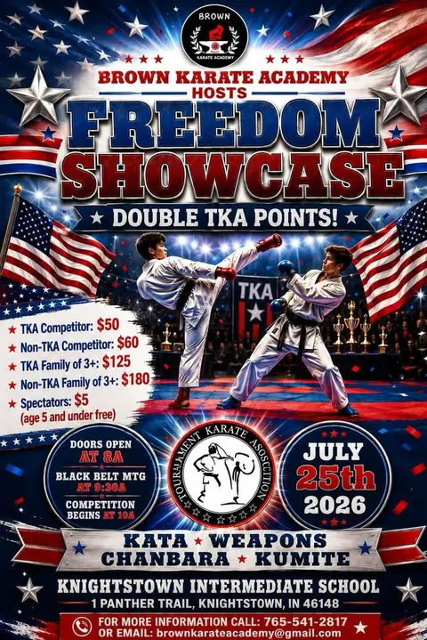 Brown Karate Academy Freedom Showcase flyer